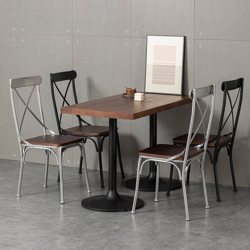 Chaise latérale en métal pour café industriel, chaise pliante à dossier croisé noir