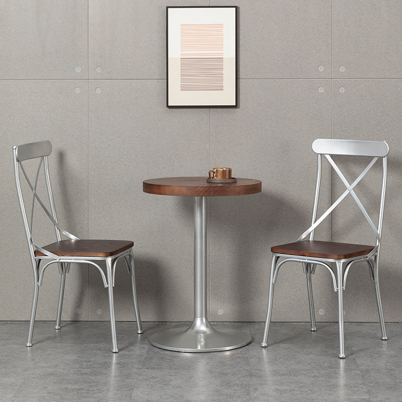 Chaise latérale en métal pour café industriel, chaise pliante à dossier croisé noir