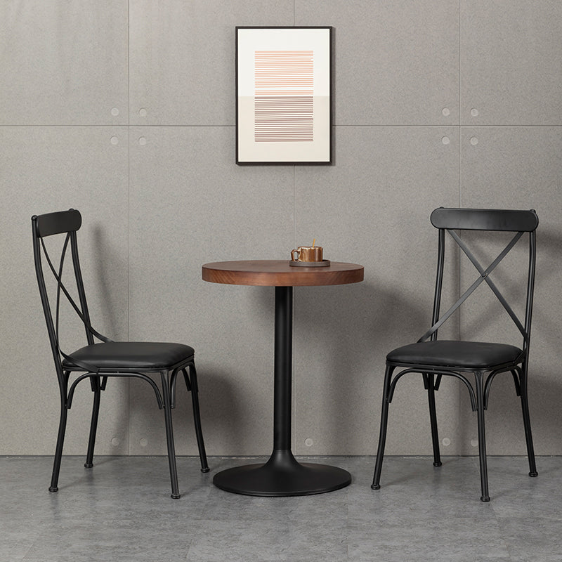 Chaise latérale en métal pour café industriel, chaise pliante à dossier croisé noir