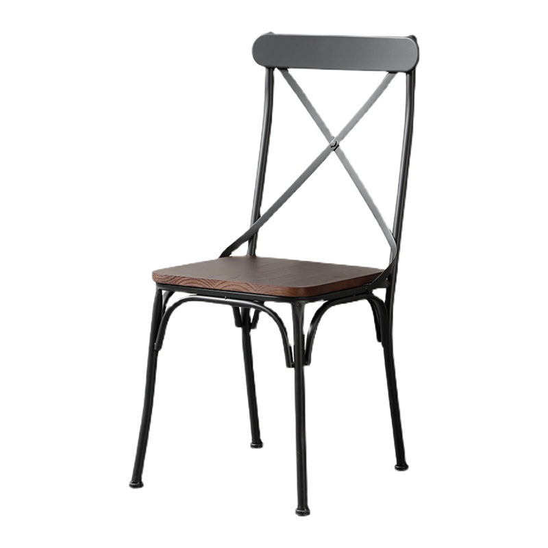 Chaise latérale en métal pour café industriel, chaise pliante à dossier croisé noir