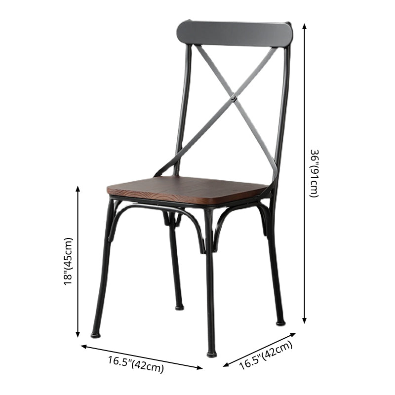 Chaise latérale en métal pour café industriel, chaise pliante à dossier croisé noir