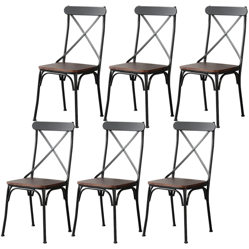 Chaise latérale en métal pour café industriel, chaise pliante à dossier croisé noir