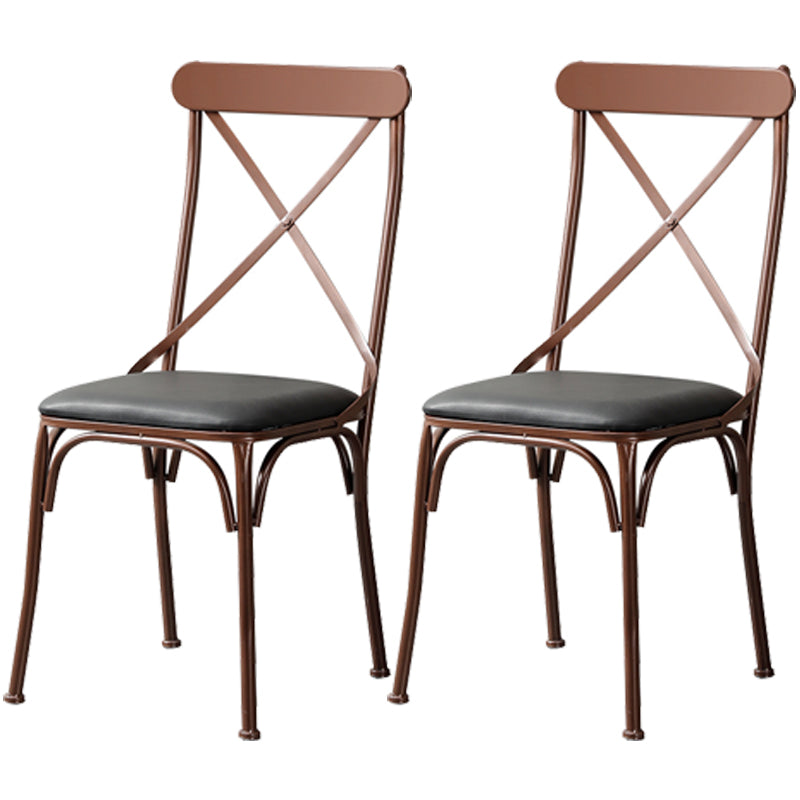 Chaise latérale en métal pour café industriel, chaise pliante à dossier croisé noir