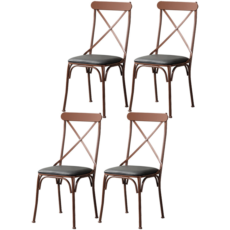 Chaise latérale en métal pour café industriel, chaise pliante à dossier croisé noir