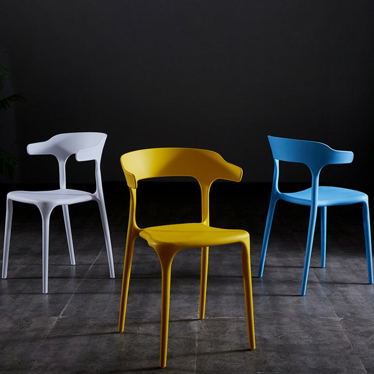 Glam Plastic Side Chair Matte Finish Open Back Dining Chair for Dinning Room