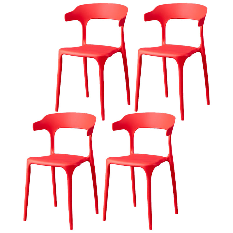 Glam Plastic Side Chair Matte Finish Open Back Dining Chair for Dinning Room