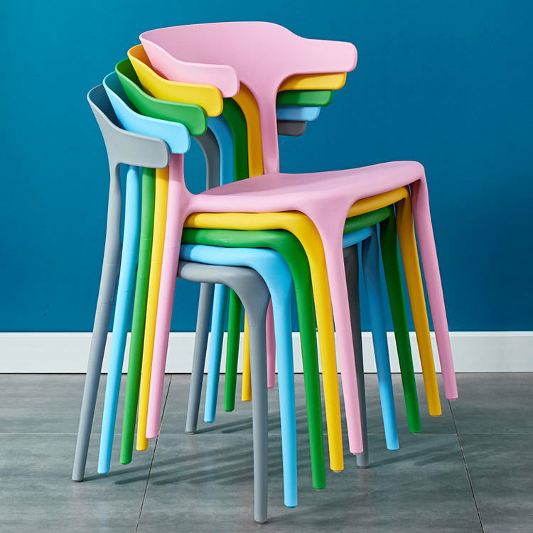 Glam Plastic Side Chair Matte Finish Open Back Dining Chair for Dinning Room