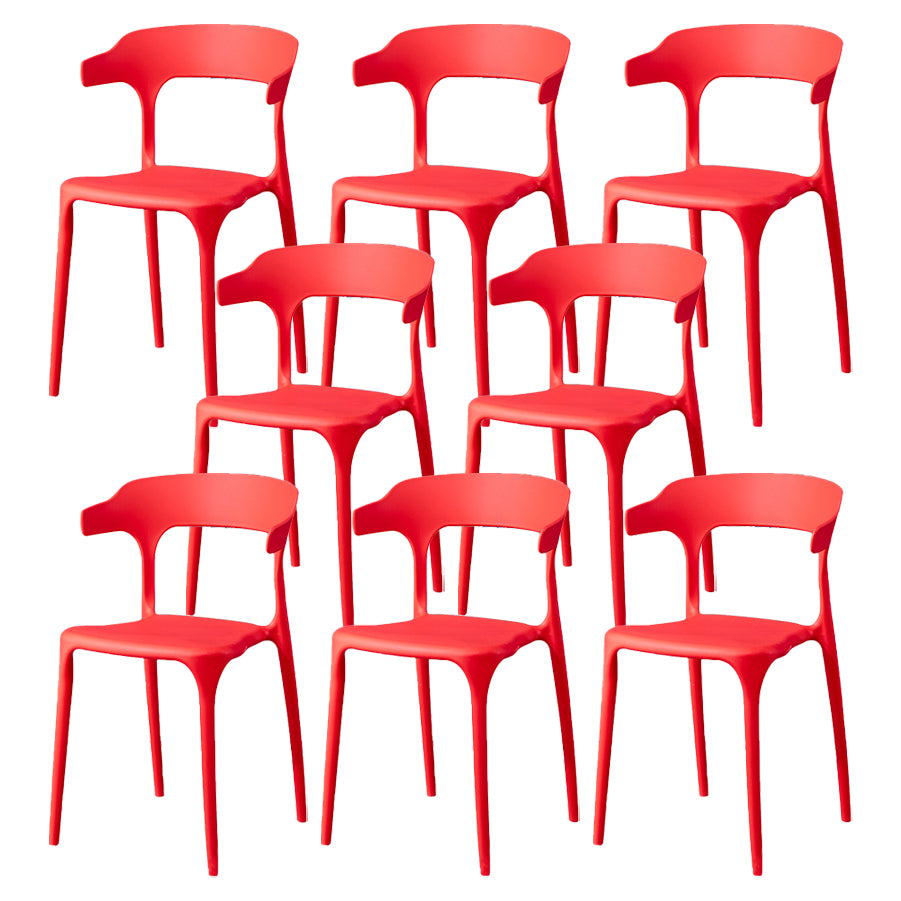 Glam Plastic Side Chair Matte Finish Open Back Dining Chair for Dinning Room