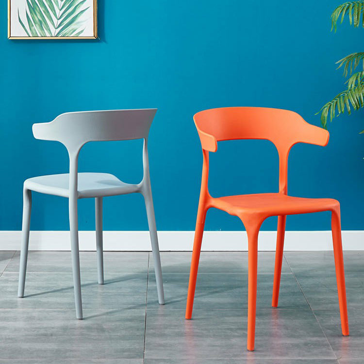 Glam Plastic Side Chair Matte Finish Open Back Dining Chair for Dinning Room