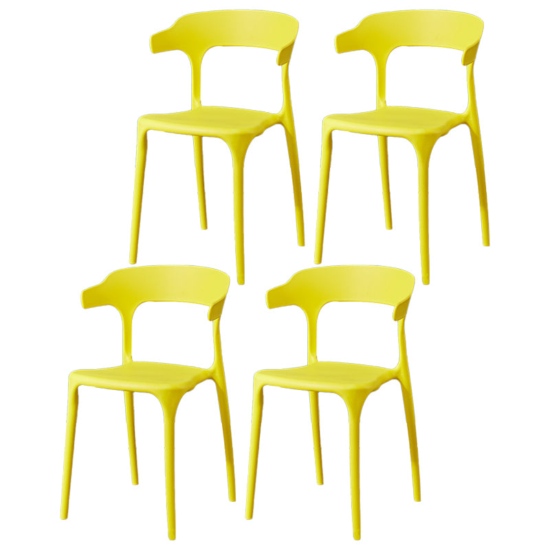 Glam Plastic Side Chair Matte Finish Open Back Dining Chair for Dinning Room