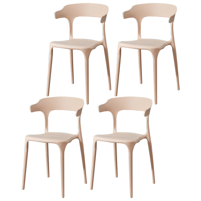 Glam Plastic Side Chair Matte Finish Open Back Dining Chair for Dinning Room