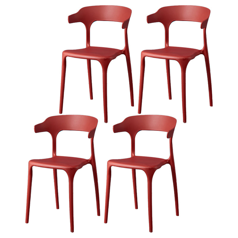 Glam Plastic Side Chair Matte Finish Open Back Dining Chair for Dinning Room
