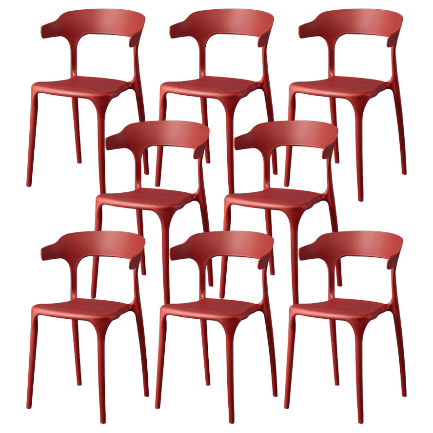 Glam Plastic Side Chair Matte Finish Open Back Dining Chair for Dinning Room
