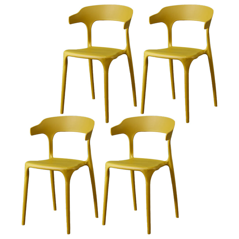 Glam Plastic Side Chair Matte Finish Open Back Dining Chair for Dinning Room
