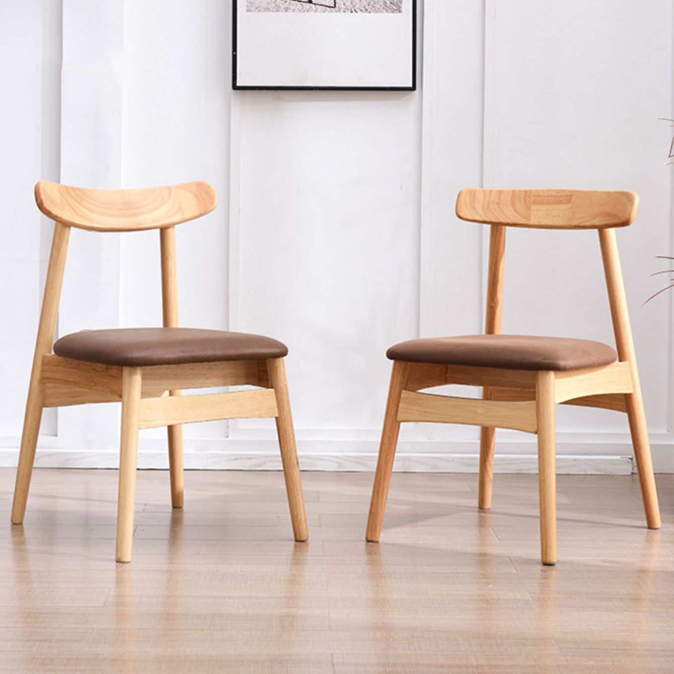 Chaise d'intérieur contemporaine à dossier ouvert en bois, chaise de salle à manger de 18 pouces de large