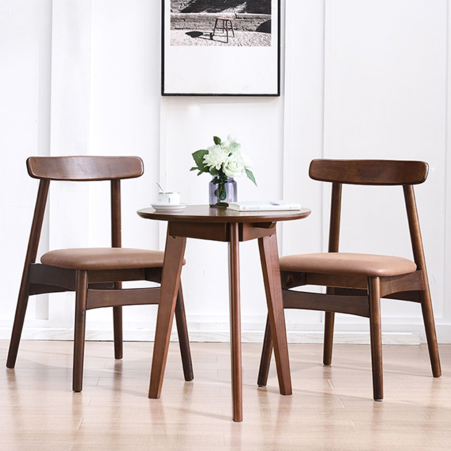 Chaise d'intérieur contemporaine à dossier ouvert en bois, chaise de salle à manger de 18 pouces de large