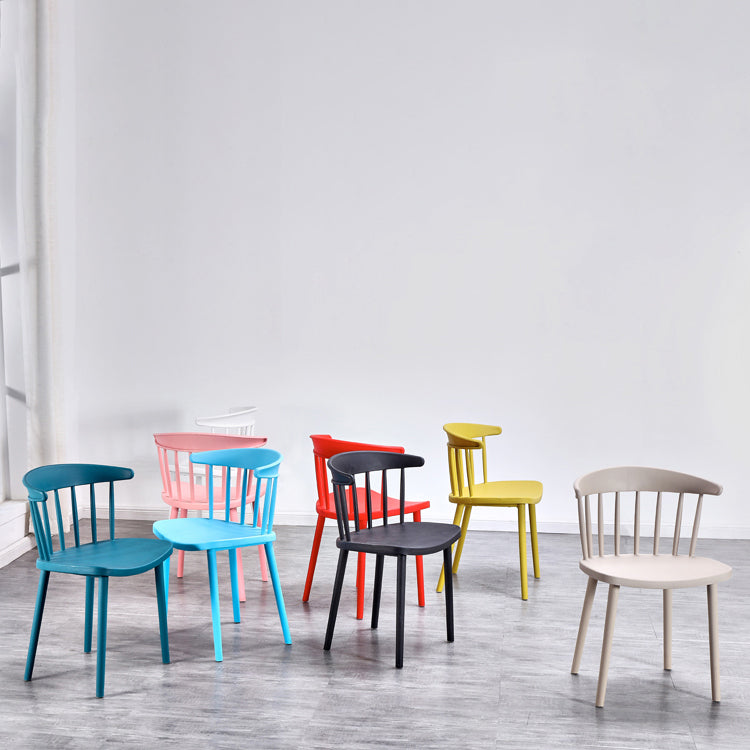 Contemporary Style Plastic Dining Armchair Windsor Back Side Chair for Home