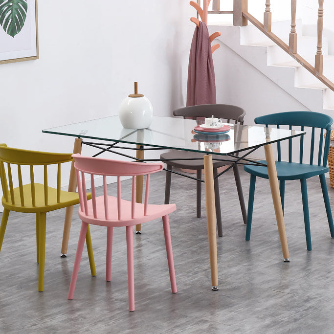 Contemporary Style Plastic Dining Armchair Windsor Back Side Chair for Home
