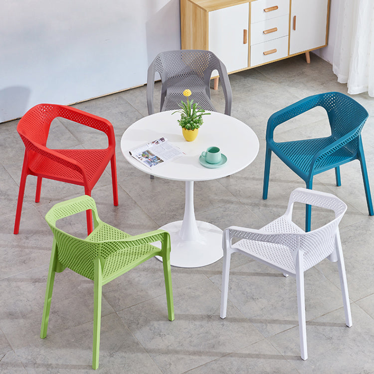 Contemporary Style Multicolor Dining Arm Chair Plastic Stacking Arm Chair