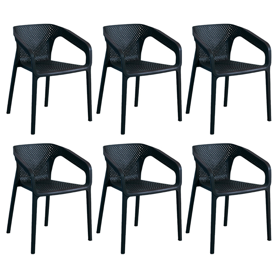 Contemporary Style Multicolor Dining Arm Chair Plastic Stacking Arm Chair