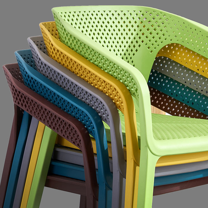 Contemporary Style Multicolor Dining Arm Chair Plastic Stacking Arm Chair