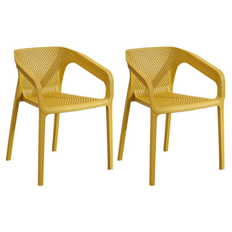 Contemporary Style Multicolor Dining Arm Chair Plastic Stacking Arm Chair