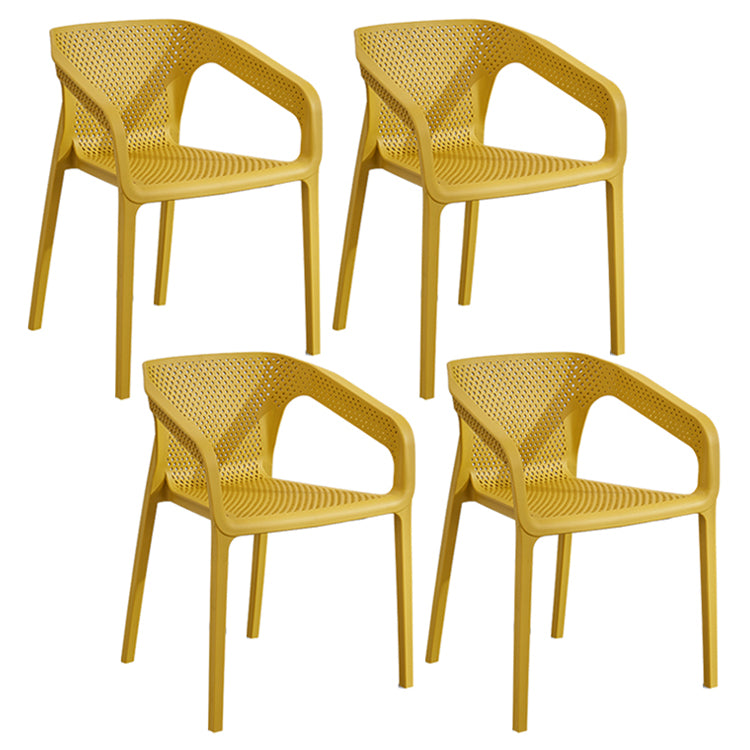 Contemporary Style Multicolor Dining Arm Chair Plastic Stacking Arm Chair