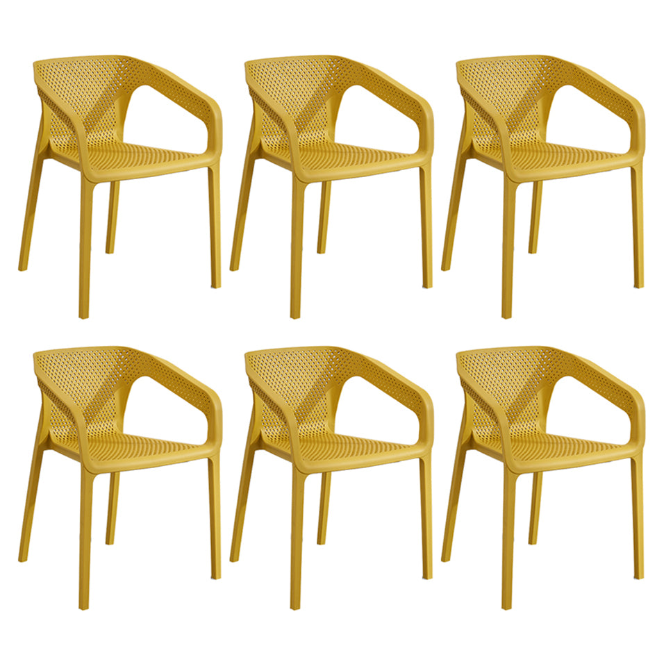 Contemporary Style Multicolor Dining Arm Chair Plastic Stacking Arm Chair