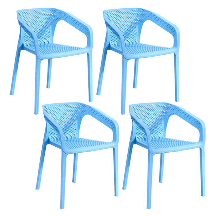 Contemporary Style Multicolor Dining Arm Chair Plastic Stacking Arm Chair