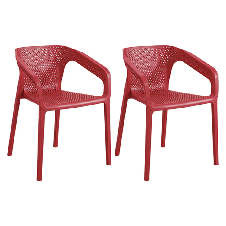 Contemporary Style Multicolor Dining Arm Chair Plastic Stacking Arm Chair