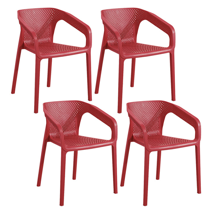 Contemporary Style Multicolor Dining Arm Chair Plastic Stacking Arm Chair