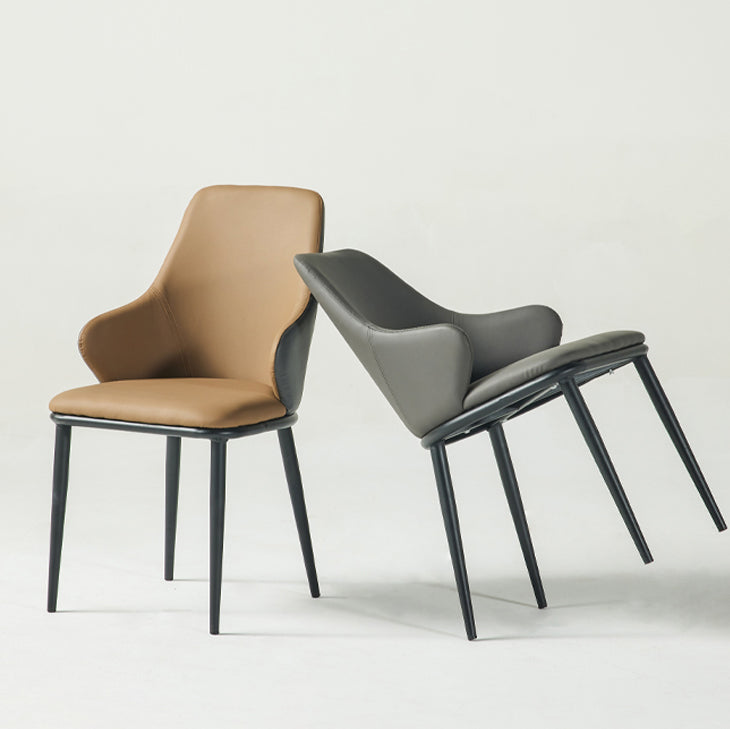 Fauteuil en cuir de restaurant contemporain, finition mate, chaise de salle à manger Parsons