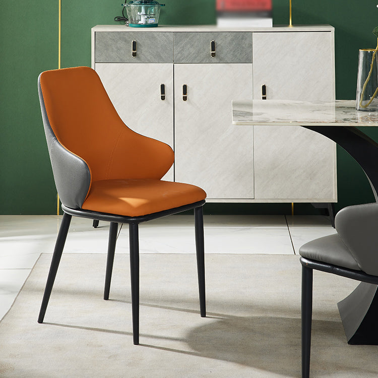 Fauteuil en cuir de restaurant contemporain, finition mate, chaise de salle à manger Parsons
