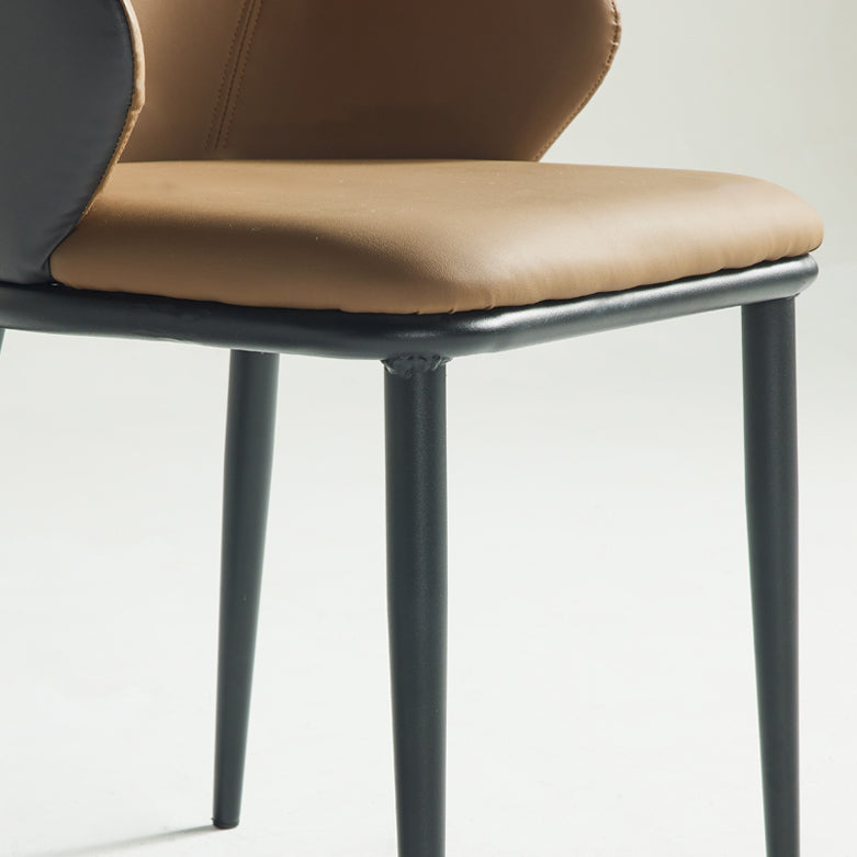 Fauteuil en cuir de restaurant contemporain, finition mate, chaise de salle à manger Parsons