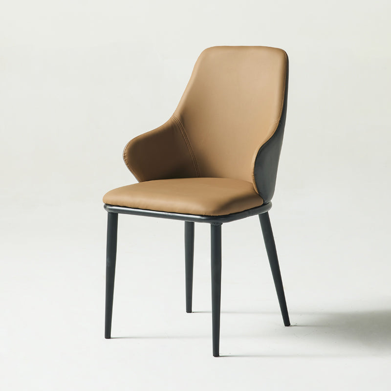 Fauteuil en cuir de restaurant contemporain, finition mate, chaise de salle à manger Parsons