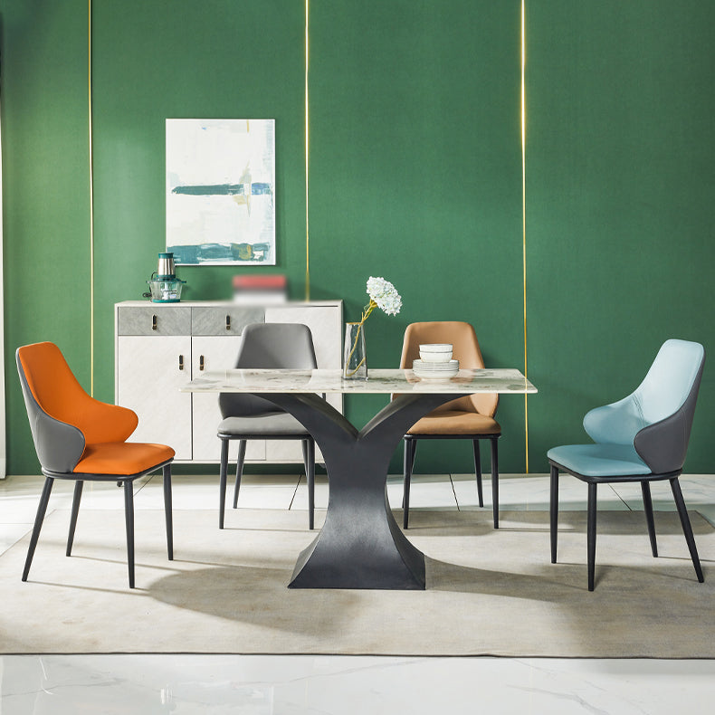 Fauteuil en cuir de restaurant contemporain, finition mate, chaise de salle à manger Parsons