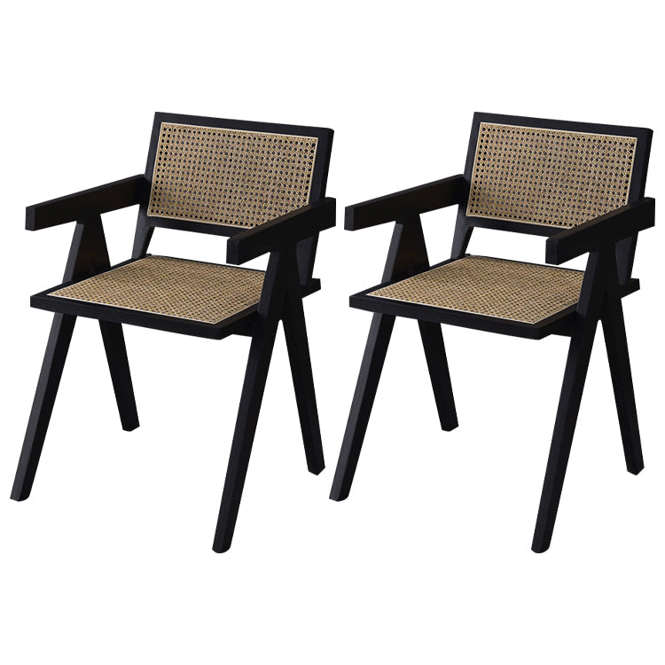Contemporary Style Rubberwood Chair Open Back Arm Kitchen Dining Chairs