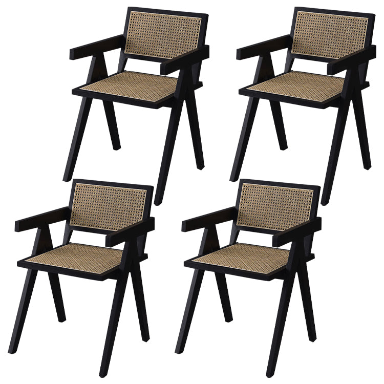 Contemporary Style Rubberwood Chair Open Back Arm Kitchen Dining Chairs