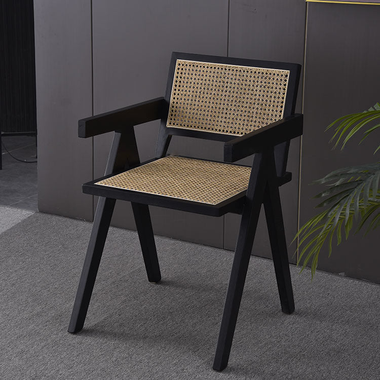 Contemporary Style Rubberwood Chair Open Back Arm Kitchen Dining Chairs
