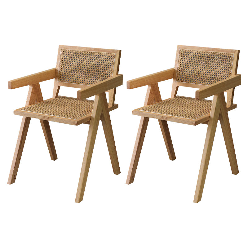 Contemporary Style Rubberwood Chair Open Back Arm Kitchen Dining Chairs