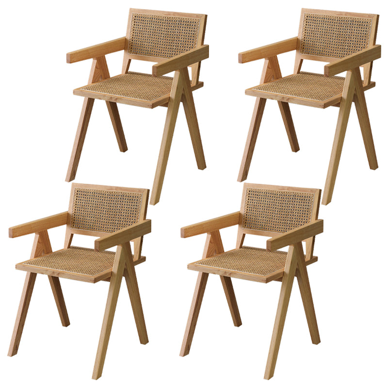 Contemporary Style Rubberwood Chair Open Back Arm Kitchen Dining Chairs