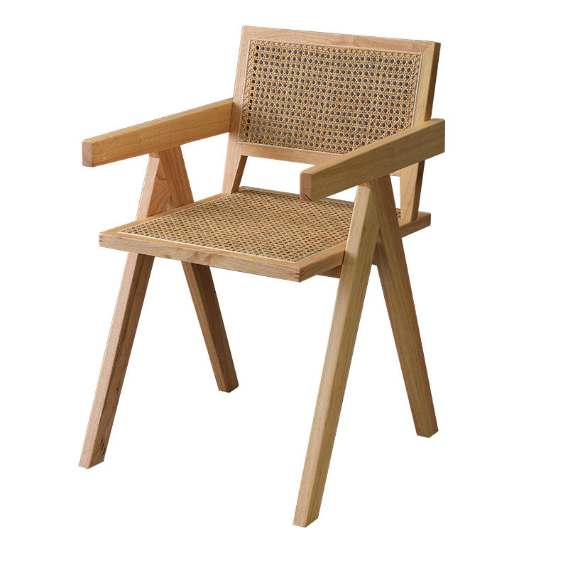 Contemporary Style Rubberwood Chair Open Back Arm Kitchen Dining Chairs