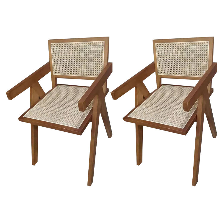 Contemporary Style Rubberwood Chair Open Back Arm Kitchen Dining Chairs