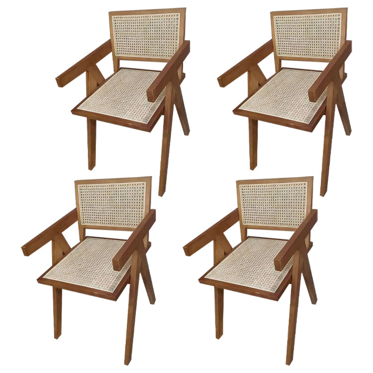 Contemporary Style Rubberwood Chair Open Back Arm Kitchen Dining Chairs