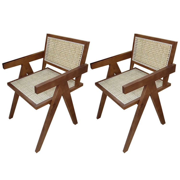 Contemporary Style Rubberwood Chair Open Back Arm Kitchen Dining Chairs