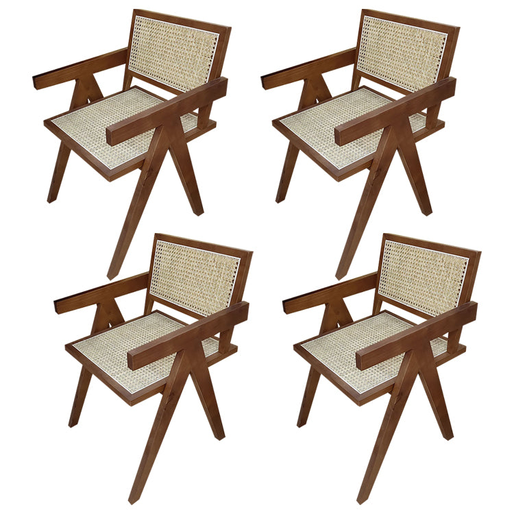 Contemporary Style Rubberwood Chair Open Back Arm Kitchen Dining Chairs