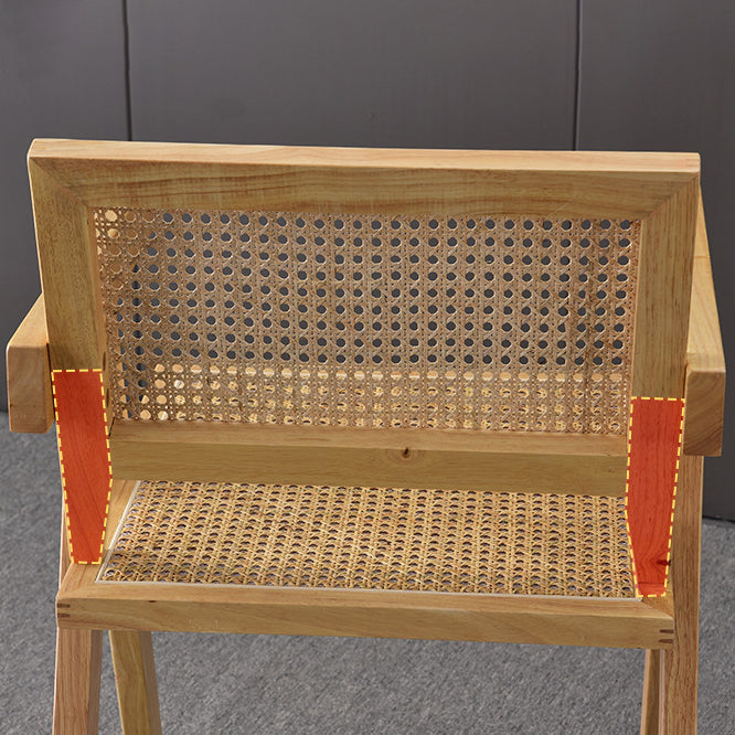 Contemporary Style Rubberwood Chair Open Back Arm Kitchen Dining Chairs