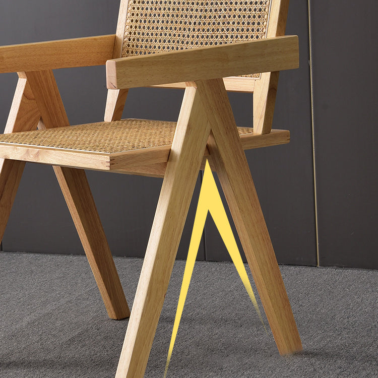 Contemporary Style Rubberwood Chair Open Back Arm Kitchen Dining Chairs