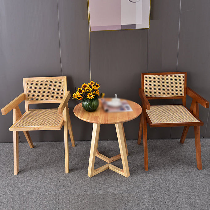 Contemporary Style Rubberwood Chair Open Back Arm Kitchen Dining Chairs