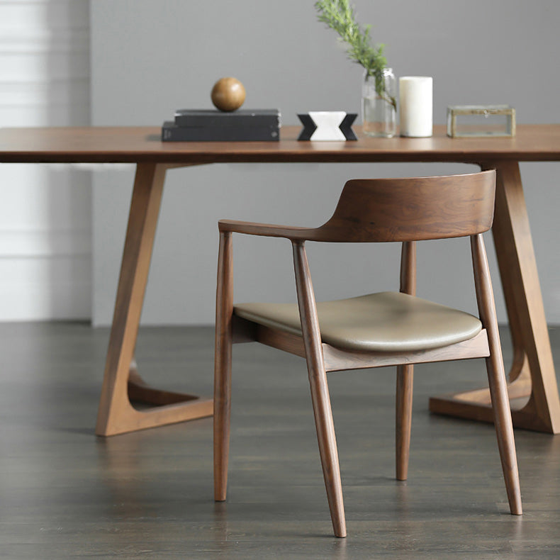 Fauteuil de salle à manger moderne de 22 pouces de large, dossier ouvert avec 4 pieds en bois pour un usage domestique